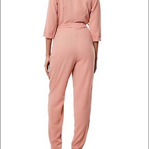 Missguided Notch Lapel Belted Jumpsuit Bubble Gum Pink Size US2 NWT - Picture 2 of 7